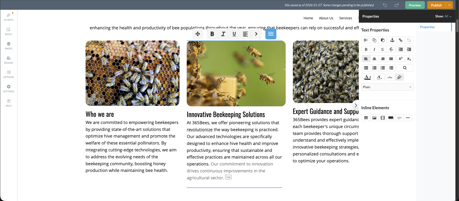 Text editor with formatting toolbar