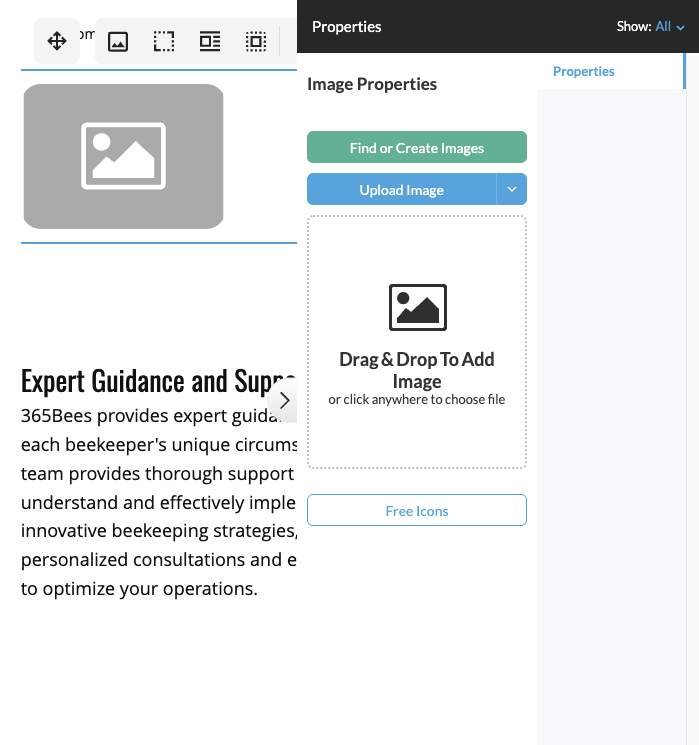Image upload and options panel